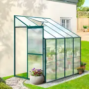 2.52x1.27x2.13M Green Fingers Greenhouse Lean-to Aluminium Polycarbonate Green House Garden Shed