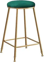 [Xuyang] Bar Bench Bar Stool Bar Counter Height Metal/Iron Decoration for Bar/Restaurant/Family Kitchen - Outlet High Chairs with Soft Velvet Cushions (Color : Green, Size : 45cm)