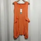 Vigorella NWT One Size Orange Unique Dress Ruffles Lagenlook Beachy Boho Summer