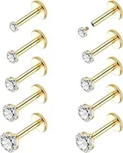 [Xpircn] 18G 16G Nose Rings Studs Stainless Steel Internally Threaded Labret Medusa Lip Rings Tragus Earrings Studs Piercing Jewelry