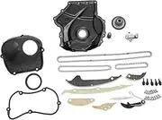 X AUTOHAUX 1 Set Timing Chain Kit 06H103269H/06H109210AG for Volkswagen Tiguan 2009-2010 2.0L Long-Lasting Sealing Metal Plastic Black Timing Cover Tensioner Guide Rail Bolt