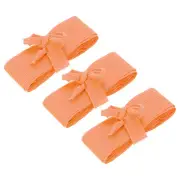 3 Pcs Orange Ribbon Crinkle Chiffon, 1 1/2 Inch Handmade Tulle Fabric