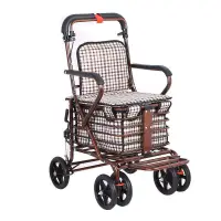在飛比找蝦皮購物優惠-老年代步車 可坐可推 四輪買菜座椅 折疊助步車 老人手推購物