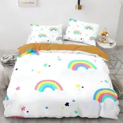 v2388 Bed Sheets Rainbow Girl Duvet Cover Set Soft Pillowcase Bed Linen Bedroom Decor Bed Sheets IU2388