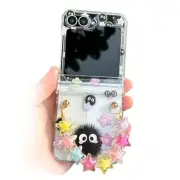 for Galaxy Z Flip 6 Case, Soot Sprite Floral Hard Clear Phone Case Soot-sprite