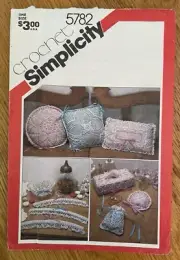 Vintage Simplicity Crochet Pattern, Pillows, Coat Hangers Etc, Pattern #5782
