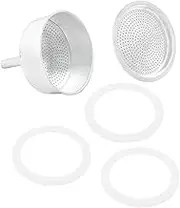 Waziaqoc Espresso Moka 9 Cup Replacement Funnel Kits, 1Pack Replacement Funnel, 1 Aluminium Filter with 3Packs Replacement Gasket Seals