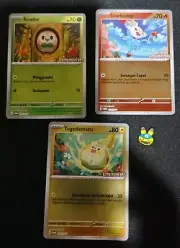 Pokemon Card Rowlet Scorbunny Togedemaru Foil Promo Set Stellar Crown Indonesia