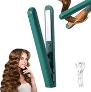 Mini Dual Purpose Curling Iron,Upgrade Small Hair Straightener,Portable 2 in 1 Straightener and Curler,Curling Wand and Flat Iron Travel for All Hair Types (Green, 1pc)