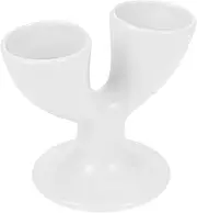 LALADEFIEE 1Pc Porcelain Egg Cup Double Egg Goblet Breakfast Holder for Couples Stable and Decorative Egg Tray for Home and Restaurant Use
