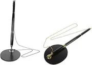 AUTSUPPL 2sets Black Sign Pen with Holder for Hotel Lobby Effortless Writing Ergonomic Design Lightweight Elegant for Guest Book Daily Use