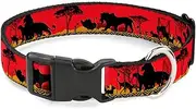 Buckle Down Plastic Clip Collar - Mufasa & Simba JUST Can't Wait to BE King/Family Silhouette - 1.5" Wide - Fits 13-18" Neck - Small