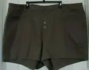 NWT Plus Woman AVA & VIV Stretch MIDI DENIM SHORTS Size 28W Olive Green Buttons
