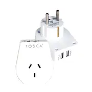 Tosca OB Travel Power Adapter Converter Plug w/ USB - BAL/EUR Compatibility