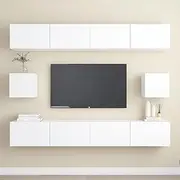 6 Piece TV Cabinet Set White Engineered Wood TV Entertainment Center