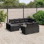 Patio Furniture Sets 11 Piece Garden Sofa Set with Cushions Black Poly Rattan