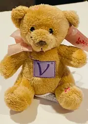 Russ With Love Bears 4" Teddy Bear Stuffed Plush Keychain Letter V