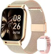 [Popglory] Smart Watch Answer/Make Calls & 2 Straps, 1.85" Large Smartwatch for Women Men, Fitness Watch Blood Pressure, Blood Oxygen, Heart Rate Tracking, Step Counter for iPhone & Android