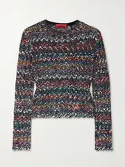 [Missoni] Missoni - Striped Metallic Crochet-knit Wool Sweater - Brown - IT48 IT 48 Brown