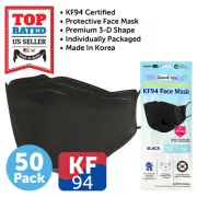 50 PCS KF94 BLACK Protective Safety Face Mask 4 Layer Adult Made in Korea