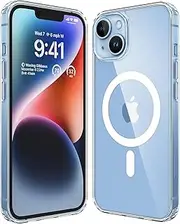 T Tersely Phone Case for iPhone 14/iPhone 13 Compatible with MagSafe,Military-Grade Shockproof Protection, HaloLock Hybrid Design - Clear