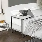 Heavy Duty Slate Narrow End Table C Shape Bed Side Accent Desk for Home＆Office