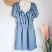 Anthropologie, New, Cloth & Stone Linen Puff Sleeve Peasant Dress, Size Large