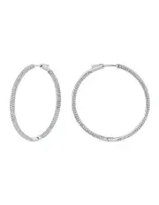 [SALLY SKOUFIS] Pursuit Pave White Diamonds Hoops in Silver Rhodium Plated