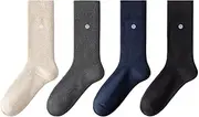 [svlftecon] 4 Pairs Unisex Thermal Heated Winter Socks Extra Thick Insulated Cold Weather Crew Boot Socks for Winter Series 14, Cloud Apricot Fog Gray Twilight Blue Night Black, Medium, Cloud Apricot
