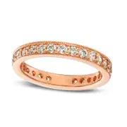 1.0 CT. T.W. Natural Diamond Antique Vintage-Style Eternity Wedding Band in Solid 18K Rose Gold (G/SI2)