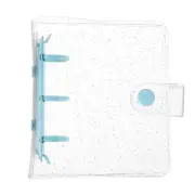 Mini Binder Cover, 4 Inch PVC 3 Ring Binder Cover with Snap Button, Blue