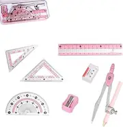 Geometry Tools Protractor Set, 8-Piece Set with Metal Case Drawing Compass and Ruler Math Compass Kit for Classroom Supplies and Schools