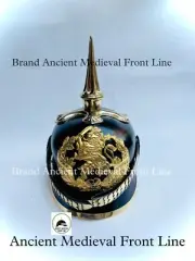 Prussian Pickelhaube Hemet | Material : Leather, Brass | Prussian Pickelhaube He