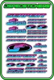 RC STICKERS MODEL CAR SERPENT RACING BRUSHLESS F1 1/10 DRIFT 1/8 BUGGY BLU PNK B