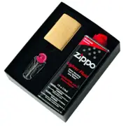 Zippo #204 Brushed Solid Brass Lighter & Fluid & Flints Gift Boxed