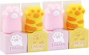 Cat Paw Erasers, 3D Mini Animal Paw Rubber Erasers, 4Pcs Pencil Erasers Cat Paw Design Erasers Cute Kid Erasers for School Office Supply Stationery