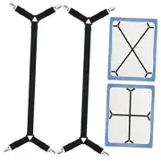 Bed Sheet Fasteners Straps Adjustable Bed Sheet Holder Bands with Sheet Clips