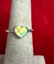 sterling silver stackable ring Size 5 Labradorite Heart