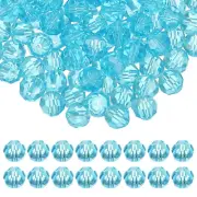 10mm Round Crystal Beads, 100 Pcs Glass Faceted Ball Bead, Sky Blue