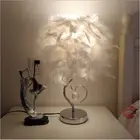 Bedside Reading Sitting Room Heart Shape Feather Crystal Table Lamp Light Stand