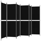 6-Panel Room Divider Folding Wall Privacy Screen Stand Fabric Black 300x180cm