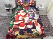 v5184 Bed Sheets Christmas Santa Claus Duvet Cover Set Bedspread Bed Sheets IU5184