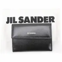 在飛比找Yahoo奇摩購物中心優惠-JIL SANDER Tiny 燙金字母小牛皮三折半蓋釦式迷