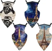 [Diusye] 4 Pcs Neck Gaiter Face Cover Bandana Scarf, Night Paris City Eiffel Tower