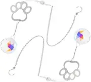 BEBEMOKO 2pcs Pet Memorial Ornament: Dog Paw Print Suncatcher - Cat Remembrance Hanging Keepsake - Fade-Resistant Prism Decoration - Pets Lover Present