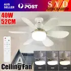 Large Ceiling Fan E27 Socket Fan 40W with Dimmable LED Light Remote Controller