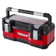 Trojan 23inch Plastic& Steel Tool Box with Tote Portable 585 x 288 x 255mm