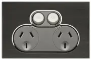 Clipsal Saturn Double Powerpoint Horizon Black | 4025-HB