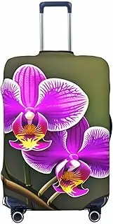 [CADREWY] Orchid Flower Print Travel Suitcase Cover Luggage Protector with Elastic Anti Scratch for Carry On, Black, Small