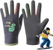 [Generic] Children Glow-in-The-Dark Mittens - Waterproof Winter Glow-in-The-Dark Cycling Mittens Cartoon Dinosaur Cold Weather Mittens for Playground, Backyard